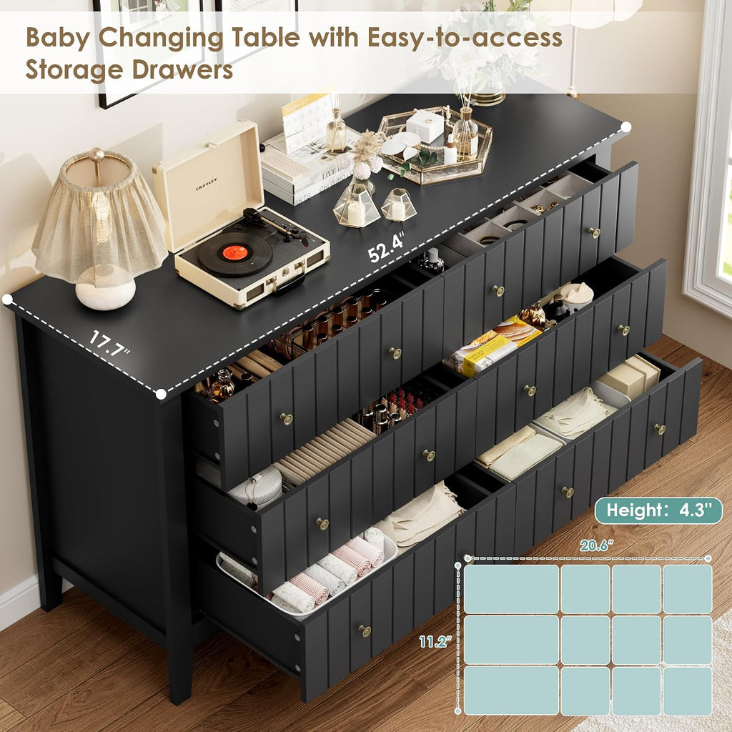 Modern 6 Drawer Double Dresser with Deep Drawers, Chest of Drawers with Wide Toptable, Wide Storage Organizer Cabinet