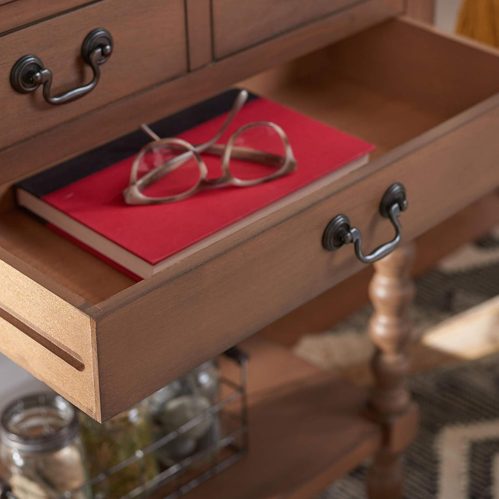Furniture - Athena 3-Drawer Console Table - Brown - Solid Wood - Farmhouse Classic Design - Ideal , 23.5" W x 13" D x