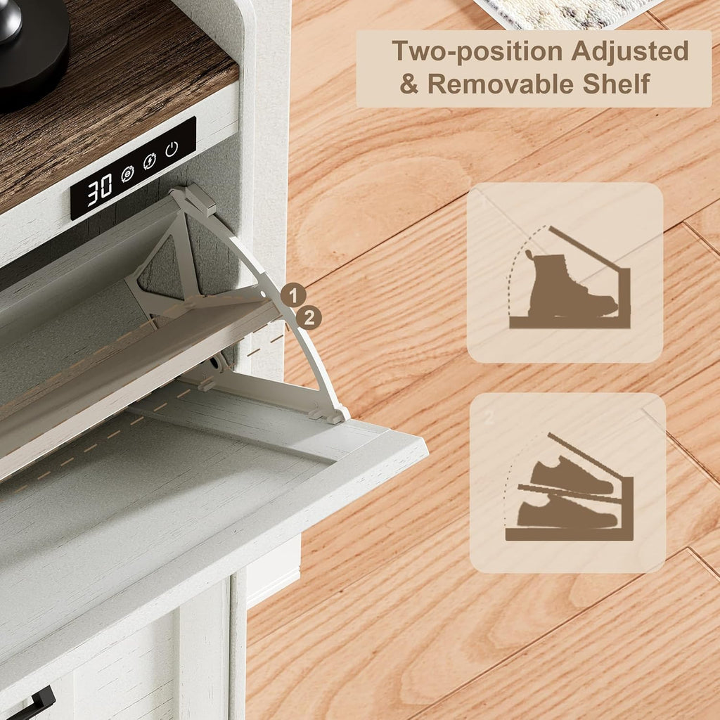 Shoe Storage Cabinet with 2 Flip Drawers, Deodorizing Shoe Organizer Storage , Freestanding Hidden Slim Narrow Shoe