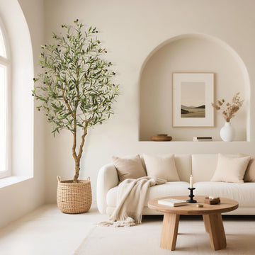 Artificial Olive Trees, 6Ft Tall Faux Olive Tree with Realistic Leaves and Fruits, Fake Potted Olive Silk Tree, Floor