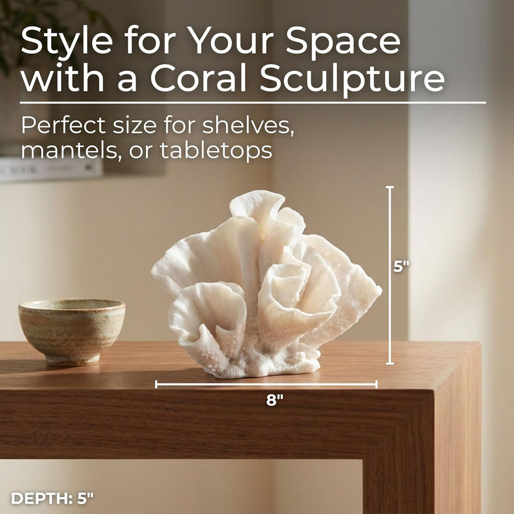 Decorative Coral Inspired Sculpture , Room and Living Room Decor - Resin Ornaments for Shelf & Office Display