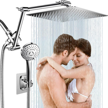 12'' Rain Shower Head Combo, High Pressure Rainfall Shower Head with 16'' Flexible Adjustment of Height/Angle Upgraded