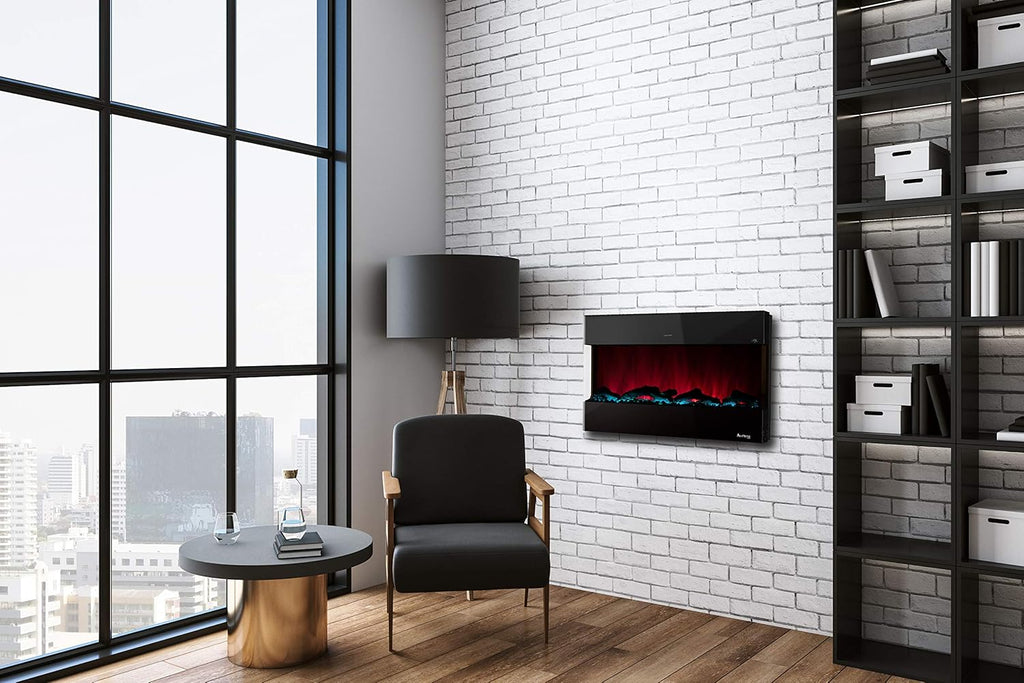 Hampshire 36-inch Wall Mount/Wall Insert LED Electric Fireplace Heater with Timer