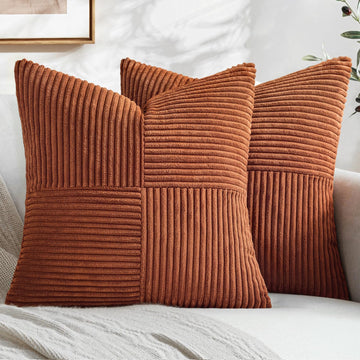 Fall Rust Decorative Euro Sham Pillow Covers 24x24 Inch 2 Pack