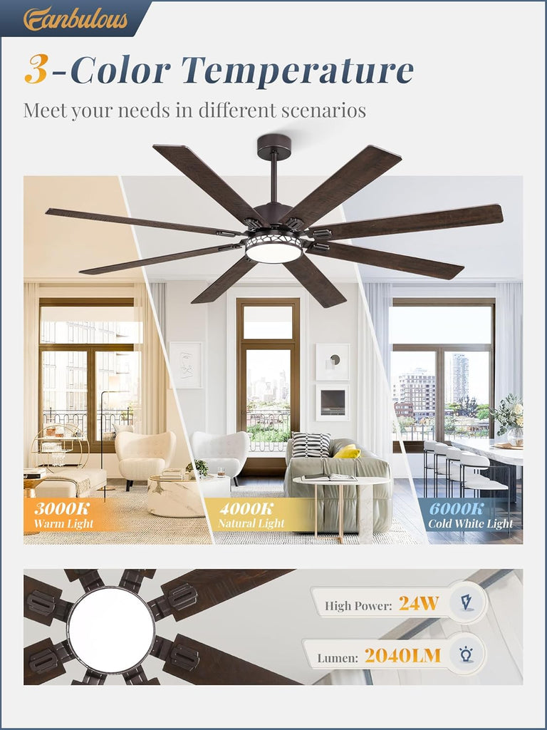 72" Ceiling Fan with LED Light and Remote - Oil Rubbed Bronze