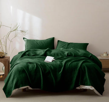 100% French Linen Sheets Queen Size, Flax Linen Bed Sheets Set