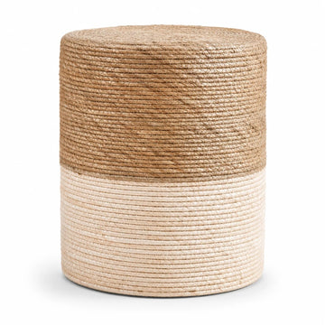 14" Boho Pouf Patio Ottomans Natural Straw Handweave Rustic Round Footstool