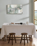 100% French Flax Linen Tablecloths Scalloped Embroidery Rectangle 120Lx60W Inch for Dinners, Parties