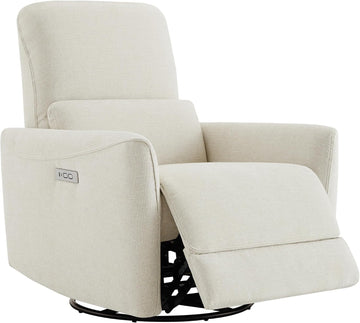 Power Swivel Glider Recliner Chair, Nursery Glider, Fabric in Linen | FSC Certified Upholstery Rocking Chair, Power