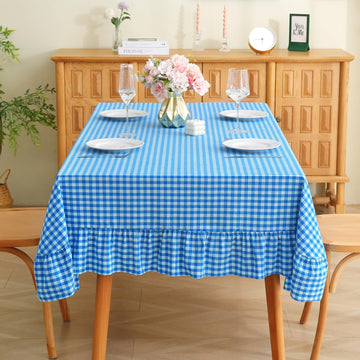 Dark Blue White Gingham Table Cloth Square 60"x60"