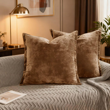 Velvet Pillow Covers 2 Pack Soft 26x26 Pillow Covers Solid Square Euro Shams Decorative Couch Pillow Cases with Wide