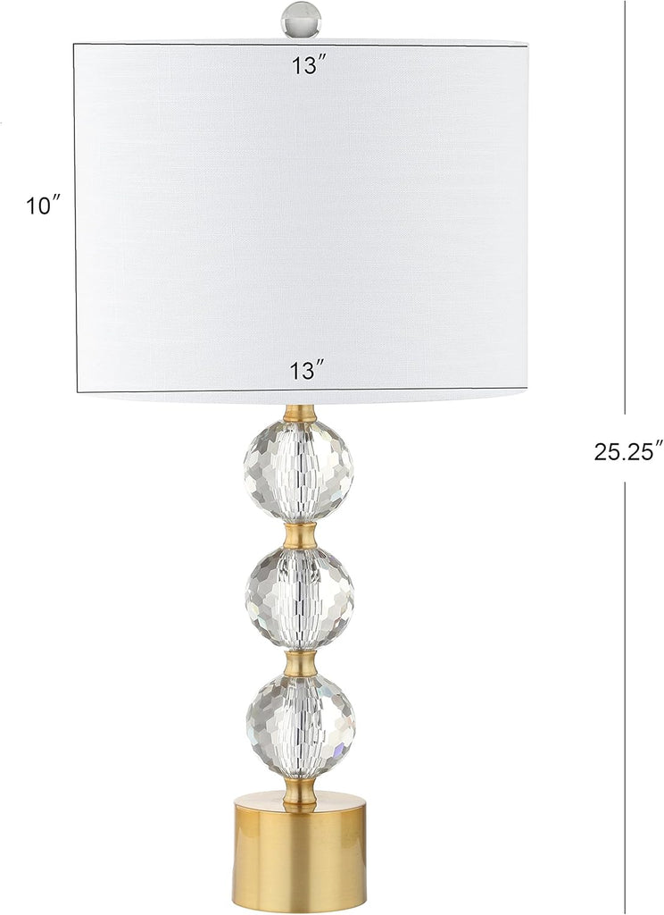 25.25" Clear and Brass Gold Crystal Table Lamp