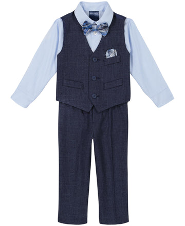 Baby Boys' Piece Set with Dress Shirt, Vest, Pants, and Tie, Tanzanite