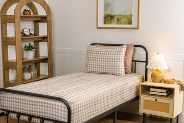 Terracotta Plaid Bed in a Bag Zipper Bedding - Minky Lined