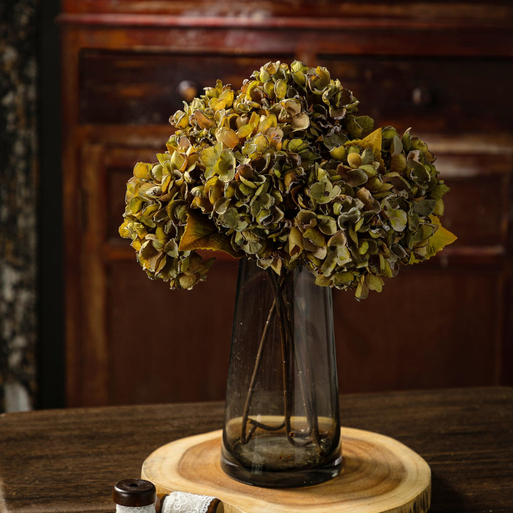 Silk Fall Flowers Artificial Silk Dried Hydrangea Artificial Fall Florals Bouquet Dried Flowers Autumn Decorations (6