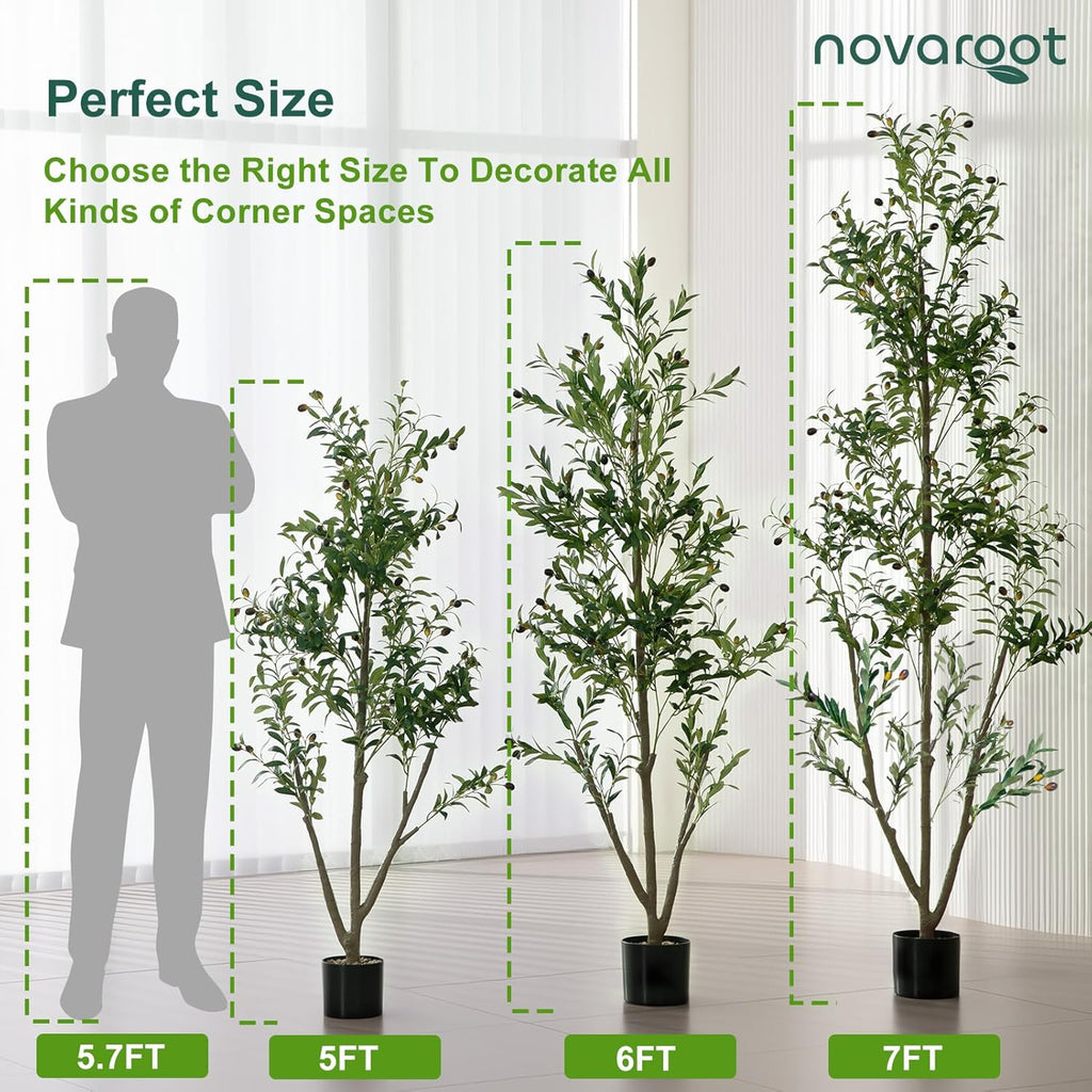 Olive Trees Artificial Indoor, 6FT Tall Faux Olive Tree with Moss and Planter, Artificial Plants Indoor with