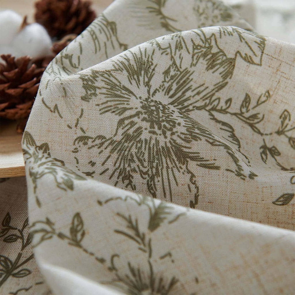 Linen Valance Curtain Farmhouse Sage Green Floral Window Valance, French Country Flower Drapes for Kitchen