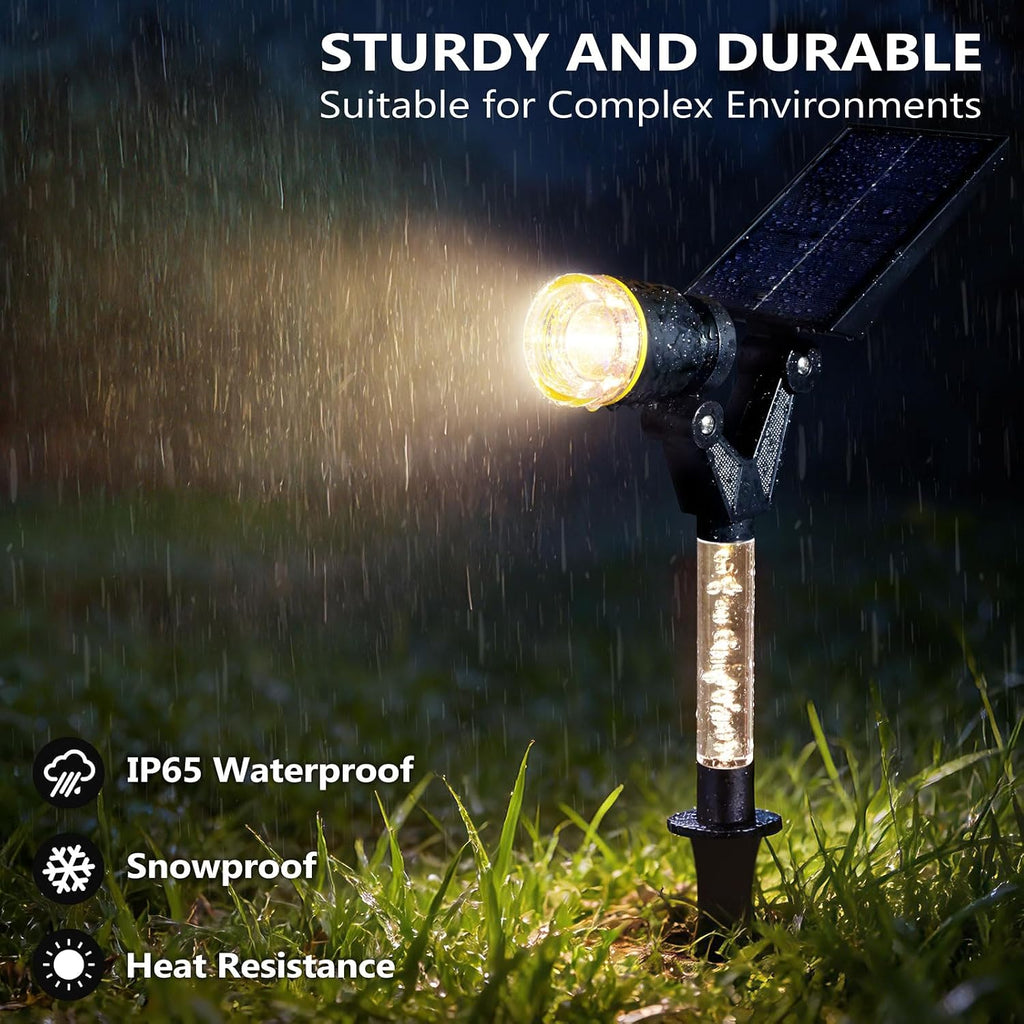 Solar Spot Lights Outdoor Waterproof 3000K Lens LED Spotlights | Adjustable Angel Long Range Solar Lights Outdoor for