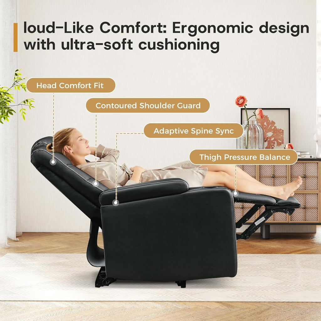 ANJ Power Recliner Chair with USB Port, Electric PU Leather Home Theater Seating for Living Room