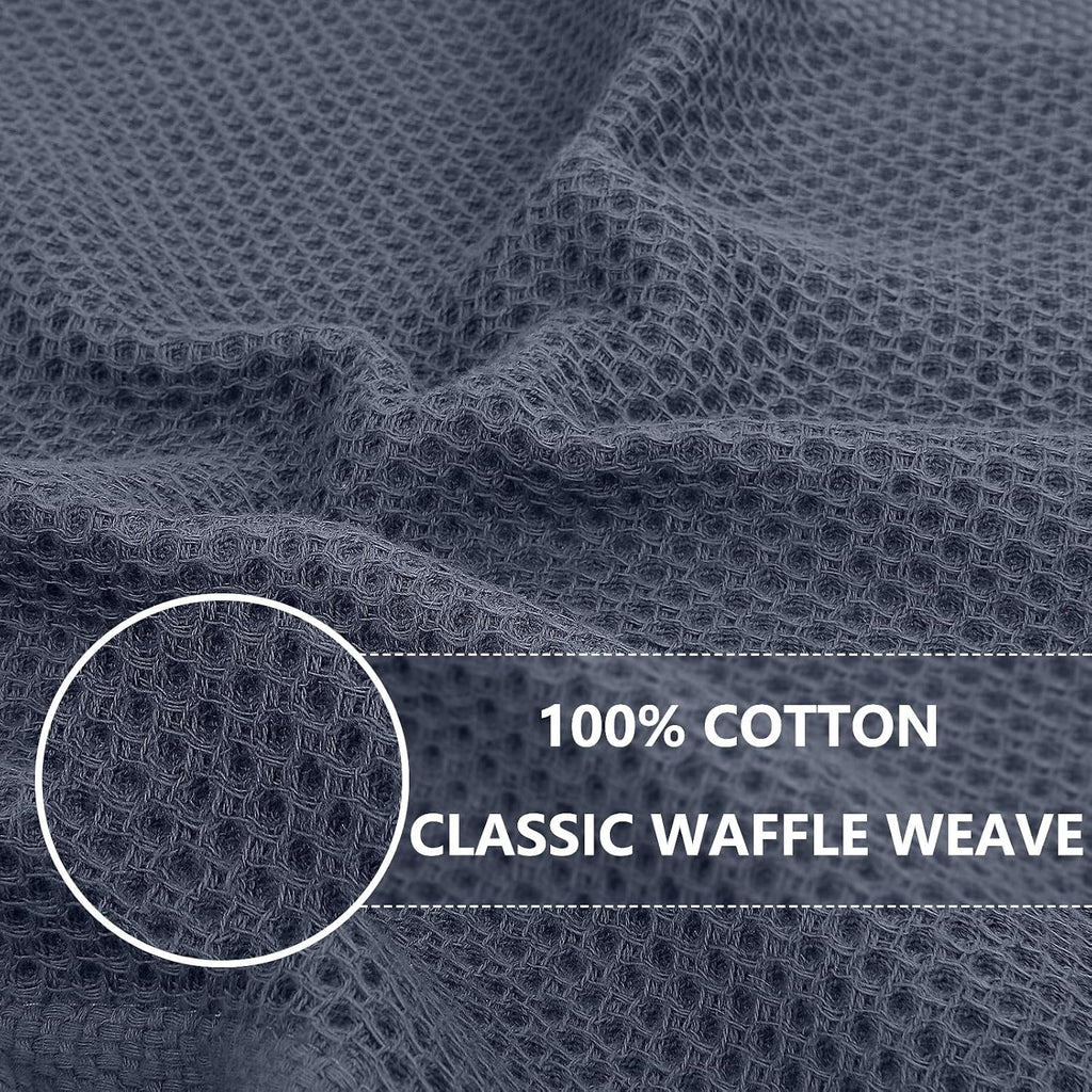 100% Cotton Waffle Weave Kitchen Towels, 10-Pack, Dark Grey | Ultra Soft Absorbent Dish Towels, Quick Drying Cleaning