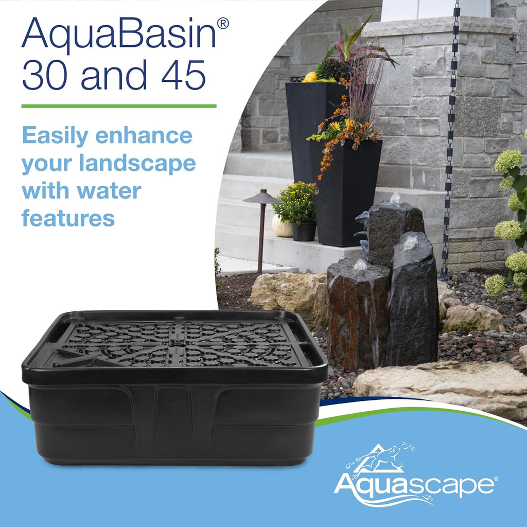 AquaBasin 30 Fountain and Water Feature Basin for Landscape and Garden 78223, Black, 27 Gallon