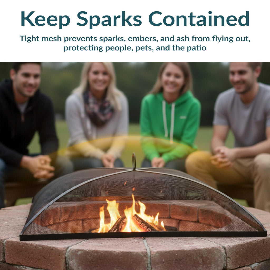 Heavy Duty Square Fire Pit Screen Cover, Assembly-Free, 24"