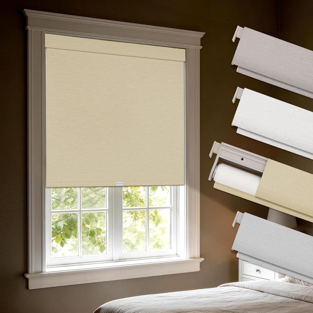 Blackout Roller Shades with Valance,White,21" W X 72" H