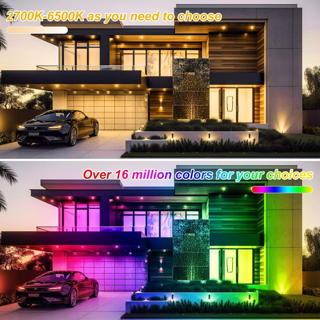 RGB LED Flood Light Outdoor 1000W Equivalent, 100W Bluetooth RGBCW Smart Floodlights 2700K, 16 Million Color
