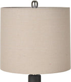 Home 22" Matte Black Ceramic Table Lamp with Oatmeal Shade for Modern, Transitional, Bedside Table, Living Room