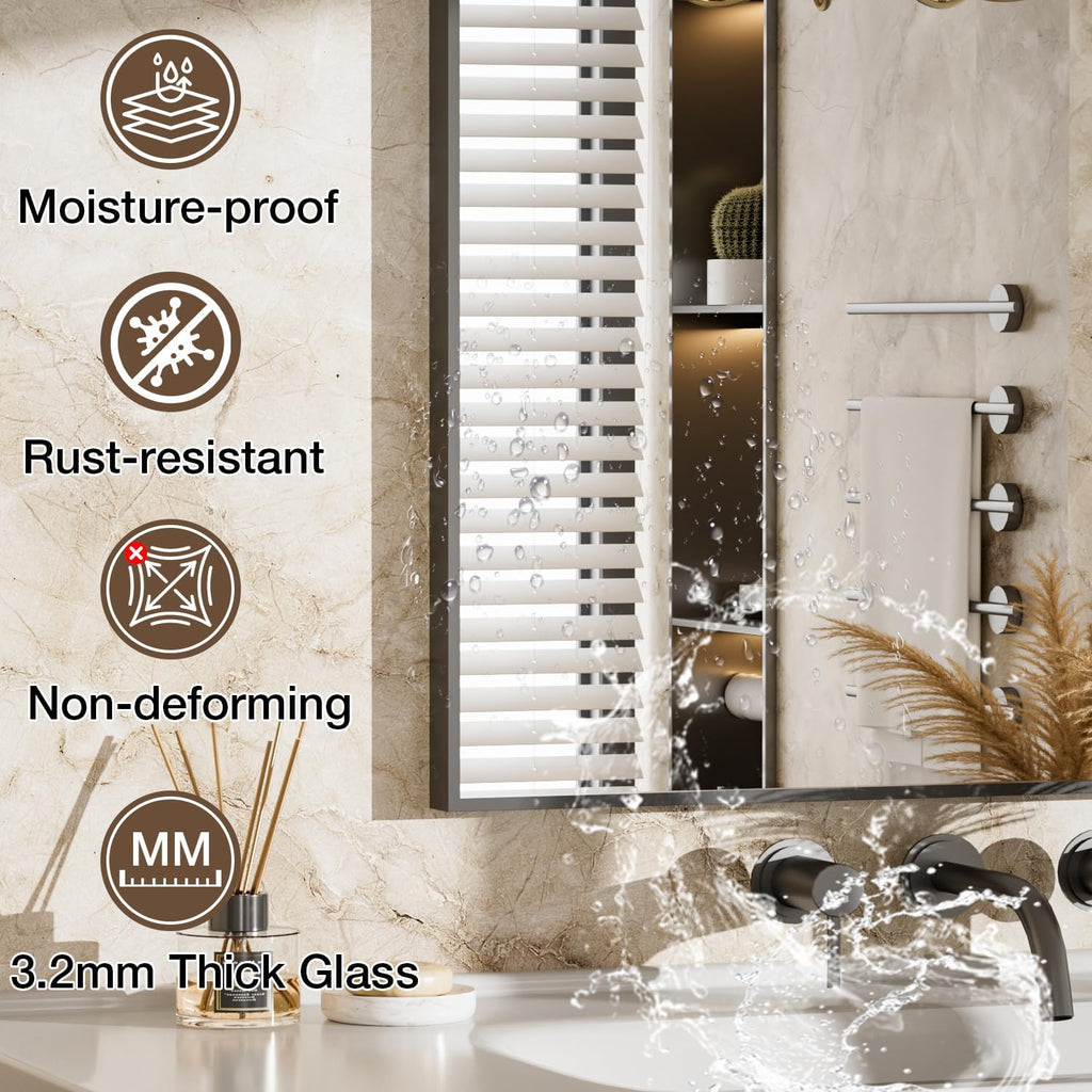 Bathroom Vanity Mirror for Wall, 2 Pack 24" x 36" Metal Framed Rectangular Bathroom Wall Mirror for Over