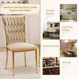 Velvet Dining Chairs Set of 6 with Gold Metal Legs, Modern Upholstered Kitchen Chairs