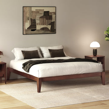 Thor Japanese Joinery Bed Frame Queen, Solid Wood (Mahogany)