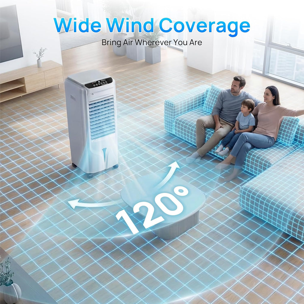 Swamp Cooler, 1800 CFM Windowless Portable Air Conditioner with 4.2 Gal Water Tank,120° Swing, 12H Timer, 3 Modes