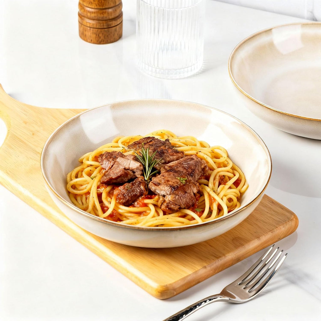 8.5'' Ceramic Pasta Bowls Set of 6, 36oz Large Stoneware Bowls Set | Large Dinner Serving Bowls Set, Wide Bowl Plate