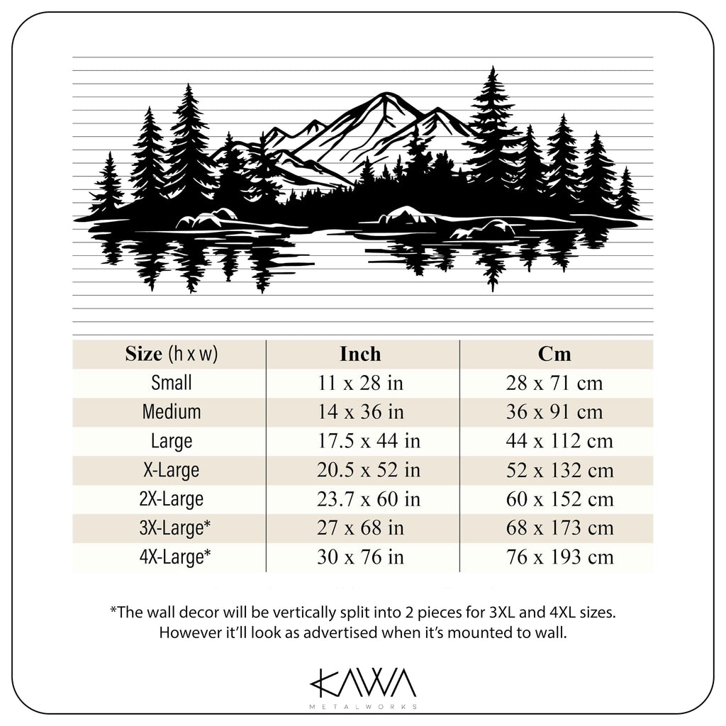 Mountain and Lake Metal Wall Art Decor, Forest Landscape Wall Decor, Cabin Wall Hanging, Farmhouse Wall Decor