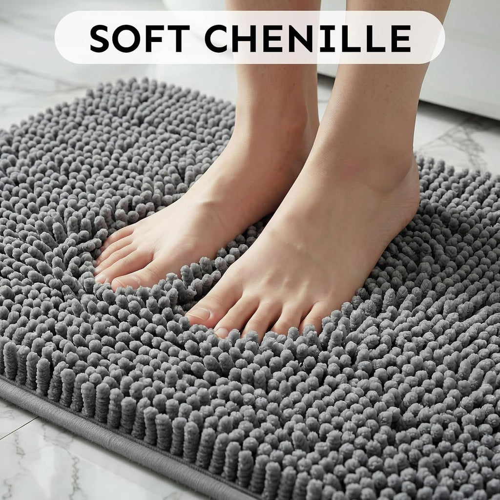 Bathroom Rugs 47x28, Ultra Soft Chenille Bath Mat, Super Absorbent & Quick Dry Bathroom Mat, Non Slip Machine
