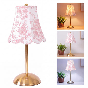 Pink Floral Cordless Table Lamp Rechargeable Touch LED