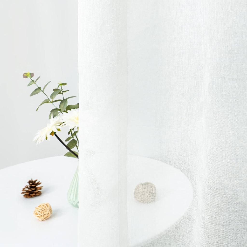 Pinch Pleat Sheer Curtains 96 inch Length 2 Panels Set Back Tab Sheer Vertical Drapes Privacy Added with Light