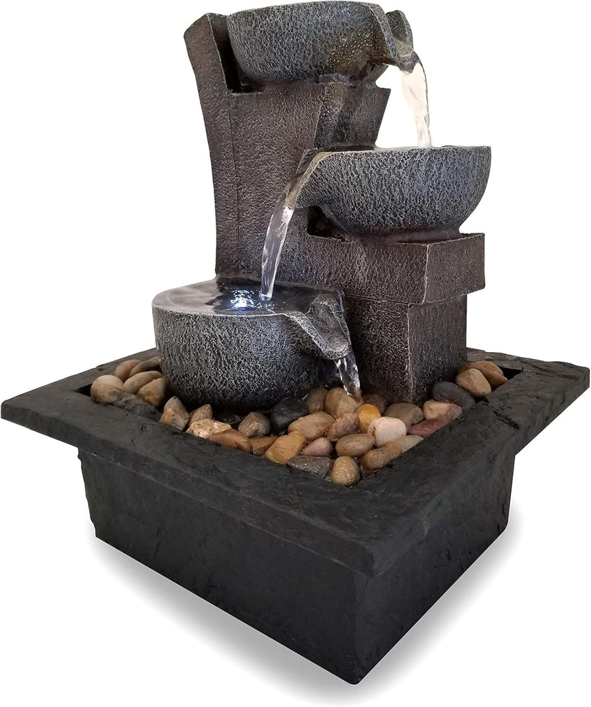 Manufacturing, Inc. Aura Meditation Fountain with 3 Tiered LED Waterfall, Pack of 1, 03801