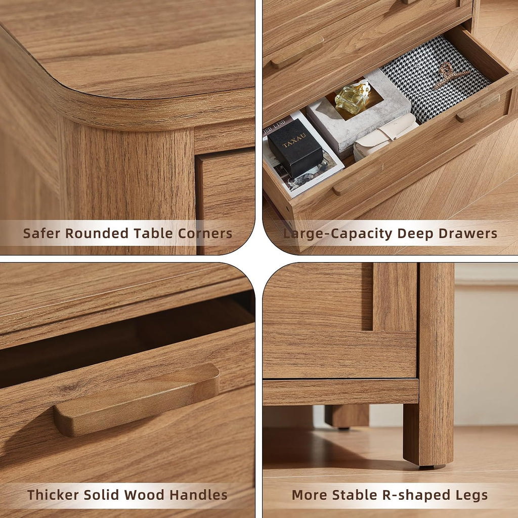 Farmhouse 5 Drawer Dresser , Brown | Vertical Dressers Chest of Drawers with 5 Deep Drawers & 4 Thickened Table Legs