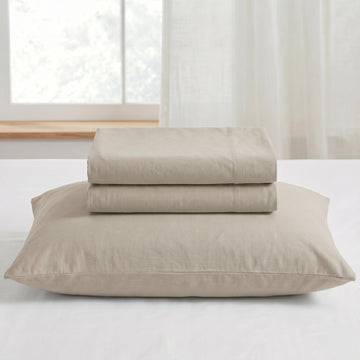 4-Piece 100% Cotton Flannel Sheet Set - Soft and Durable for Every Season, Tan Queen