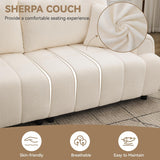 88 "Modern Boucle Sofa Couch, Oversized Comfy 3 Seater Sherpa Curved Sofas Deep Seat