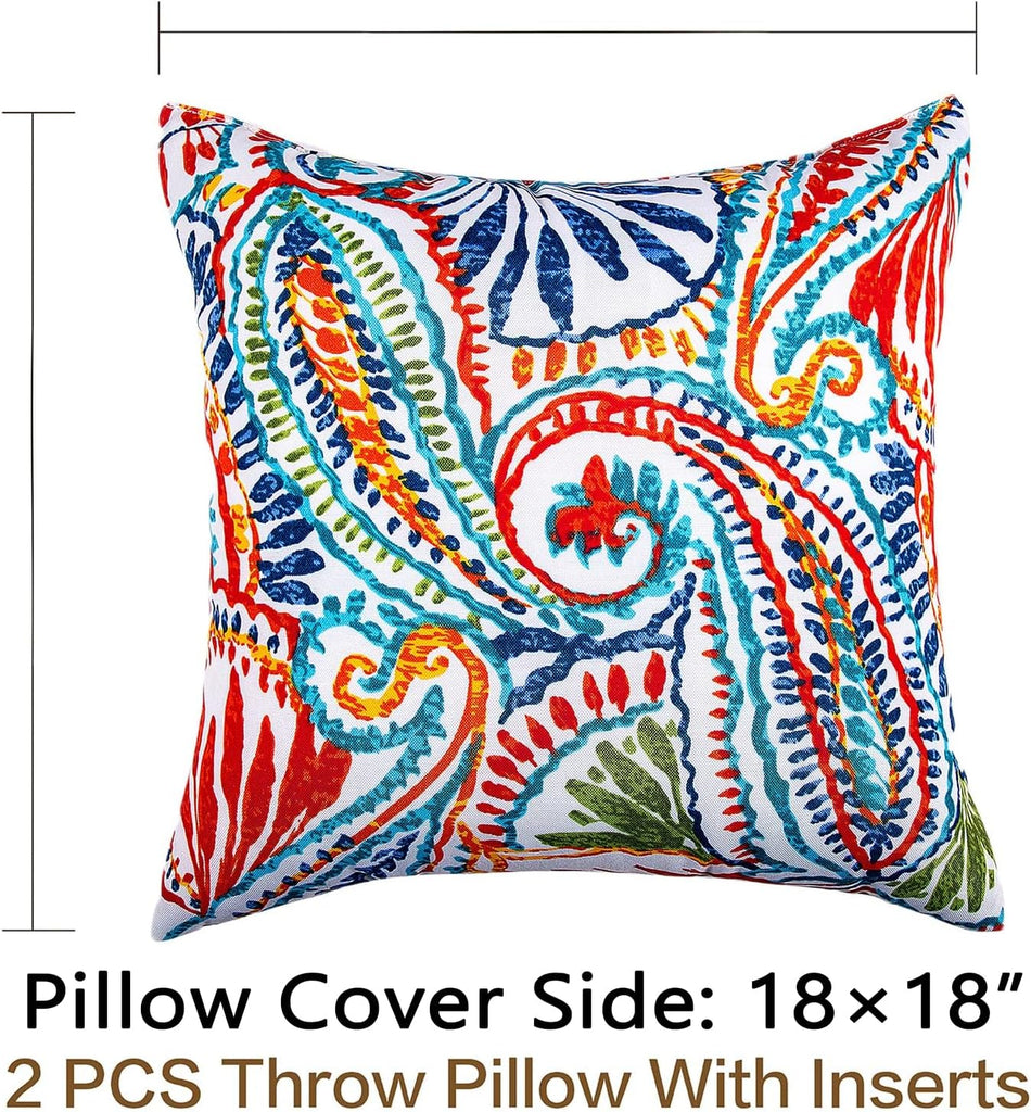 Outdoor Throw Pillows Decorative Outdoor Accent Pillows with Insert | Outdoor Throw Pillows Patio Pillows with Inserts Square Decorative Pillows for Patio Furniture
