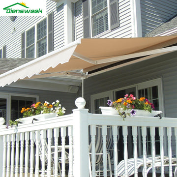 12'x10' Patio Awning Retractable, Fully Assembled Manual Commercial Grade - Quality 100% 280G Ployester Window Door