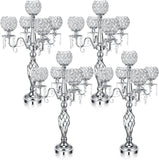 4 Pcs 5 Arm Crystal Candelabra Centerpieces for Table 27 Inch Retro Victorian Crystal Candle Holders Bowl Table