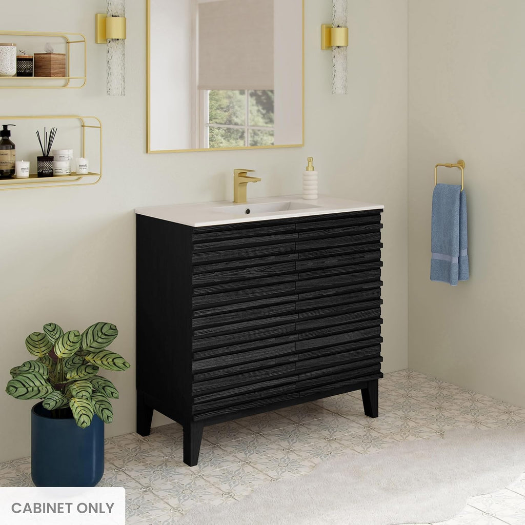 Cascade 30" Freestanding Bathroom Vanity Cabinet Without Top in Black Oak