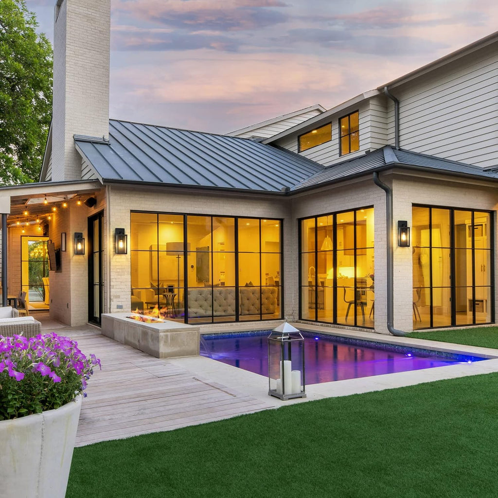 Outdoor Wall Light Fixtures, Exterior Waterproof Wall Lanterns, Porch Sconces Lighting with E26 Sockets & Glass Shades