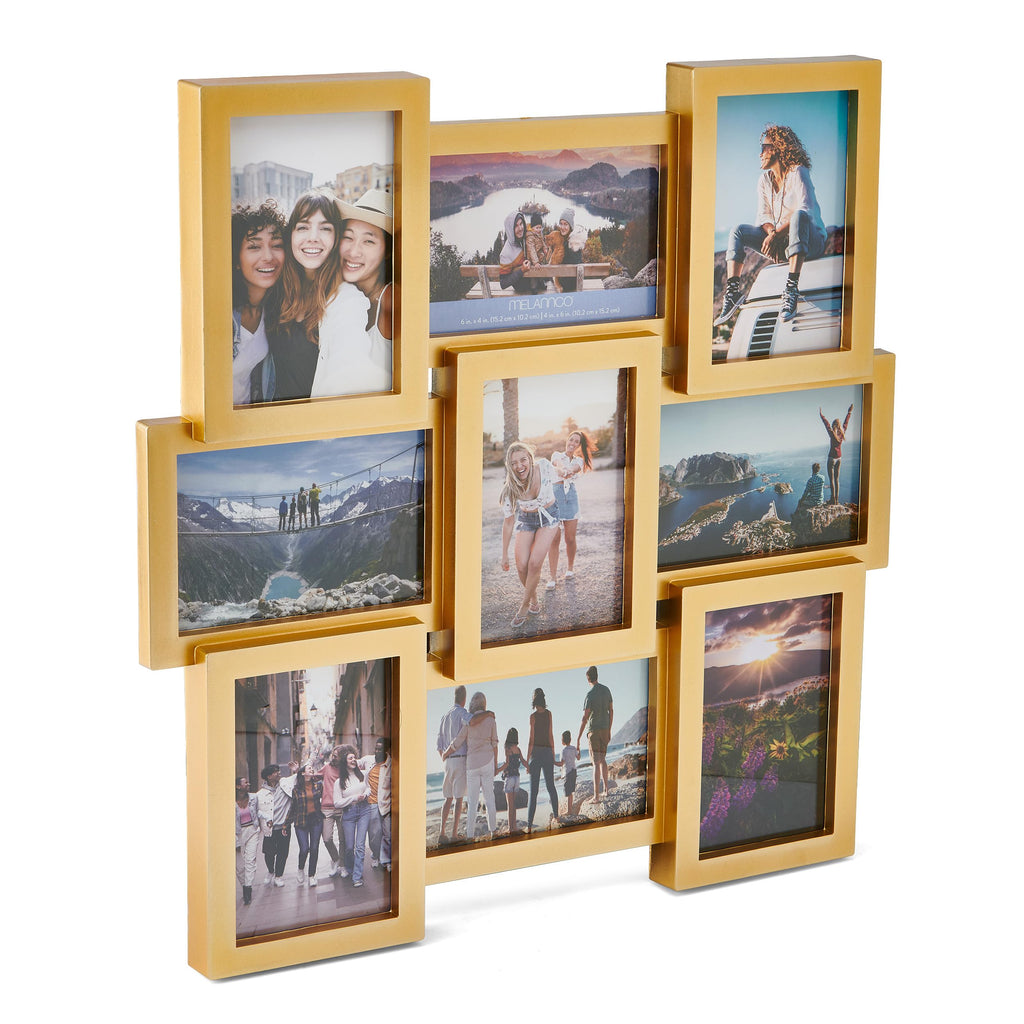 9 Opening 18x18 Gold Collage Picture Frame for Wall