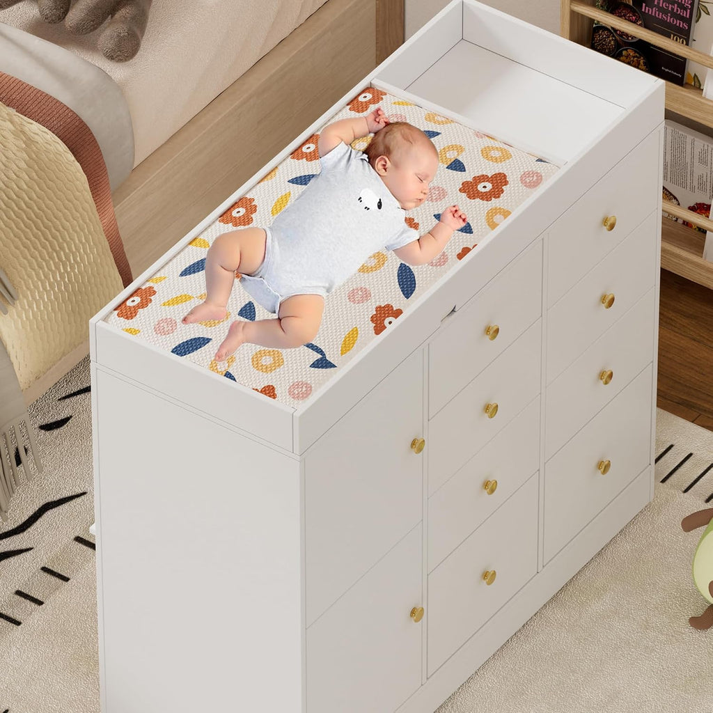 Changing Table Dresser with Drawers,Modern Baby Dresser with Changing Table Top ,Diaper Changing Station Organizer