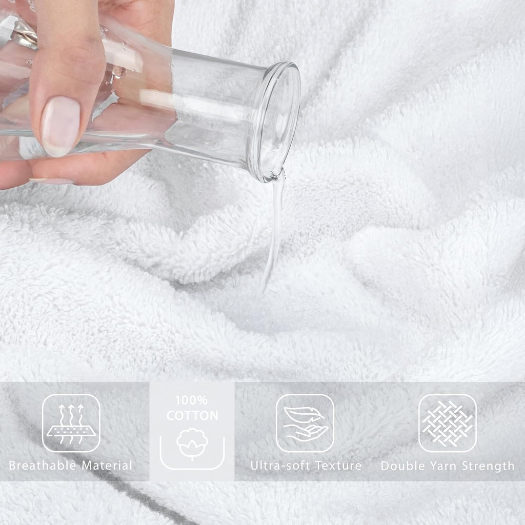 100% Cotton Turkish Towel, Soft Absorbent Quick Dry, 40x80 Oversized Bath Sheet Towel, Snow White